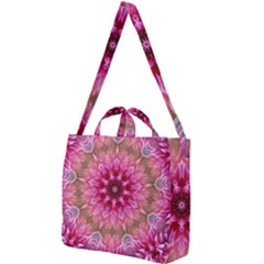 Flower Mandala Art Pink Abstract Square Shoulder Tote Bag