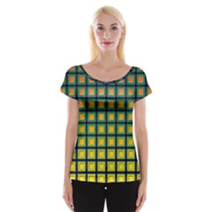 Tile Background Image Pattern Squares Cap Sleeve Top by Pakrebo