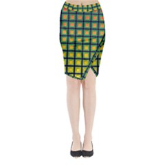 Tile Background Image Pattern Squares Midi Wrap Pencil Skirt by Pakrebo