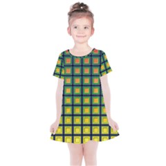 Tile Background Image Pattern Squares Kids  Simple Cotton Dress