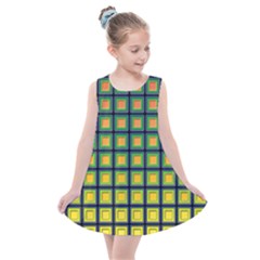 Tile Background Image Pattern Squares Kids  Summer Dress