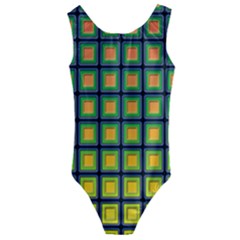 Tile Background Image Pattern Squares Kids  Cut-out Back One Piece Swimsuit