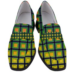 Tile Background Image Pattern Squares Women s Chunky Heel Loafers