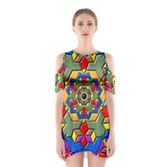 Background Image Pattern Shoulder Cutout One Piece Dress by Pakrebo