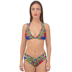 Background Image Pattern Double Strap Halter Bikini Set