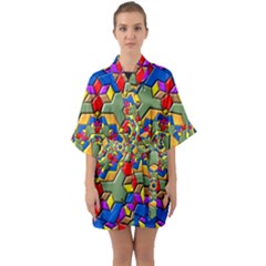 Background Image Pattern Quarter Sleeve Kimono Robe by Pakrebo