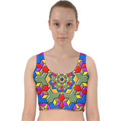 Background Image Pattern Velvet Racer Back Crop Top