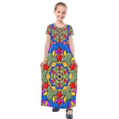 Background Image Pattern Kids  Short Sleeve Maxi Dress by Pakrebo