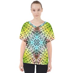 Farbenpracht Kaleidoscope V-neck Dolman Drape Top by Pakrebo