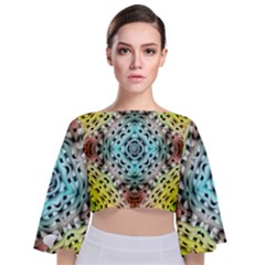 Farbenpracht Kaleidoscope Tie Back Butterfly Sleeve Chiffon Top by Pakrebo