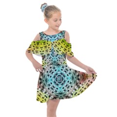 Farbenpracht Kaleidoscope Kids  Shoulder Cutout Chiffon Dress