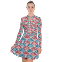 Seamless Patter Peacock Feathers Long Sleeve Panel Dress