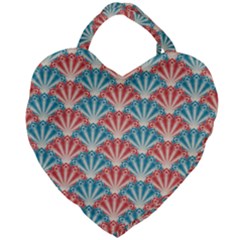 Seamless Patter Peacock Feathers Giant Heart Shaped Tote