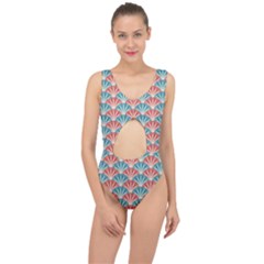 Seamless Patter Peacock Feathers Center Cut Out Swimsuit