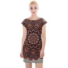 Abstract Art Texture Mandala Cap Sleeve Bodycon Dress