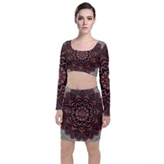 Abstract Art Texture Mandala Top And Skirt Sets