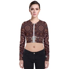 Abstract Art Texture Mandala Long Sleeve Zip Up Bomber Jacket