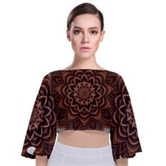 Abstract Art Texture Mandala Tie Back Butterfly Sleeve Chiffon Top