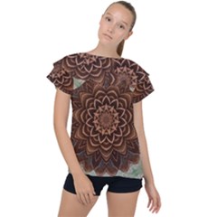 Abstract Art Texture Mandala Ruffle Collar Chiffon Blouse