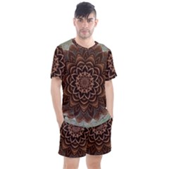 Abstract Art Texture Mandala Men s Mesh Tee And Shorts Set