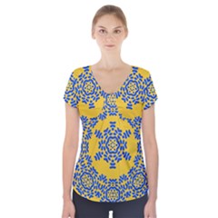 Background Image Decorative Short Sleeve Front Detail Top by Pakrebo