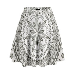 Vector Mandala Drawing Decoration High Waist Skirt by Pakrebo