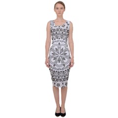 Vector Mandala Drawing Decoration Sleeveless Pencil Dress