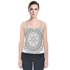 Vector Mandala Drawing Decoration Velvet Spaghetti Strap Top