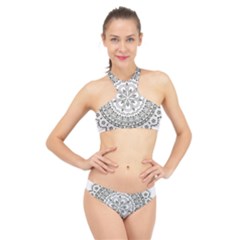 Vector Mandala Drawing Decoration High Neck Bikini Set