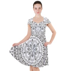 Vector Mandala Drawing Decoration Cap Sleeve Midi Dress