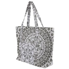 Vector Mandala Drawing Decoration Zip Up Canvas Bag