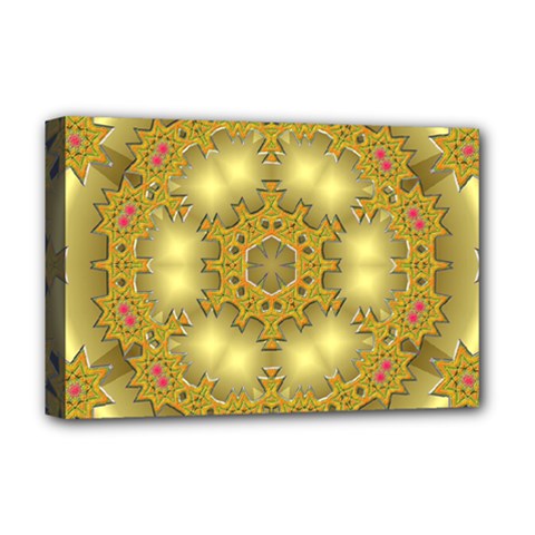 Pattern Background Gold Golden Deluxe Canvas 18  X 12  (stretched) by Pakrebo