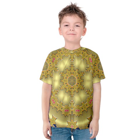 Pattern Background Gold Golden Kids  Cotton Tee by Pakrebo