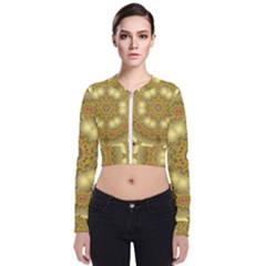 Pattern Background Gold Golden Long Sleeve Zip Up Bomber Jacket