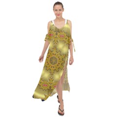 Pattern Background Gold Golden Maxi Chiffon Cover Up Dress