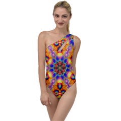 Image Fractal Background Image To One Side Swimsuit