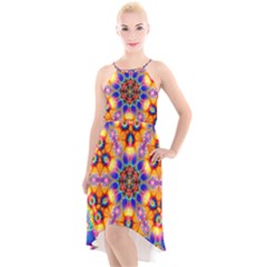 Image Fractal Background Image High-low Halter Chiffon Dress 