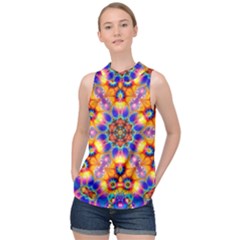 Image Fractal Background Image High Neck Satin Top