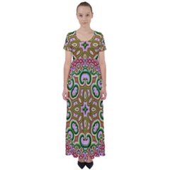 Fractal Art Pictures Digital Art High Waist Short Sleeve Maxi Dress