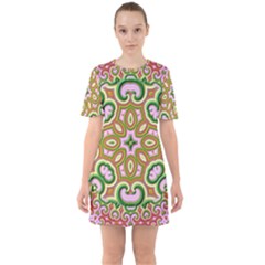 Fractal Art Pictures Digital Art Sixties Short Sleeve Mini Dress by Pakrebo