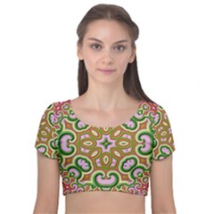 Fractal Art Pictures Digital Art Velvet Short Sleeve Crop Top 