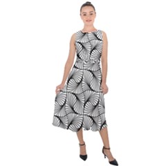 Abstract Seamless Pattern Midi Tie-back Chiffon Dress