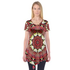 Farbenpracht Kaleidoscope Arts Short Sleeve Tunic  by Pakrebo