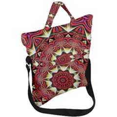 Farbenpracht Kaleidoscope Arts Fold Over Handle Tote Bag by Pakrebo