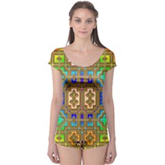 Background Image Tile Geometric Boyleg Leotard  by Pakrebo