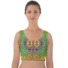 Background Image Tile Geometric Velvet Crop Top