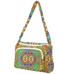 Background Image Tile Geometric Front Pocket Crossbody Bag