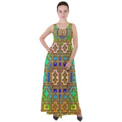 Background Image Tile Geometric Empire Waist Velour Maxi Dress