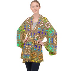 Background Image Tile Geometric Velvet Kimono Robe