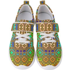 Background Image Tile Geometric Men s Velcro Strap Shoes